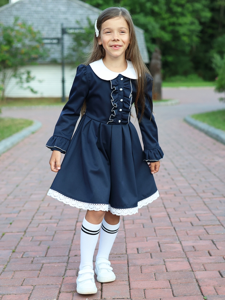 Платье для девочки школьное БУШОН SK41, цвет темно-синий