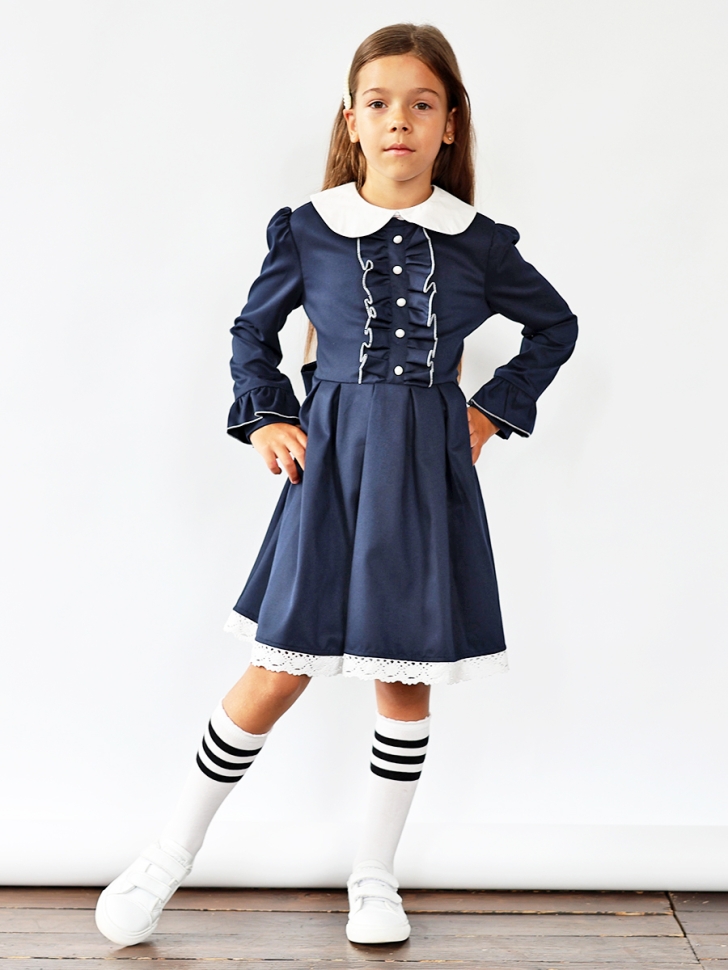 Платье для девочки школьное БУШОН SK41, цвет темно-синий