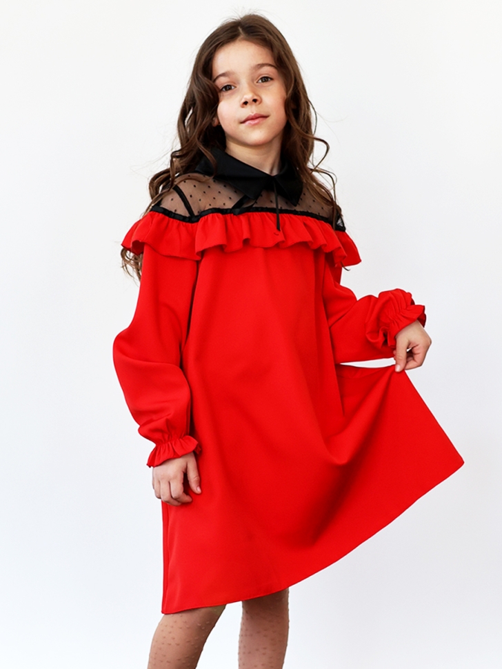 Платье для девочки нарядное БУШОН ST55, цвет красный