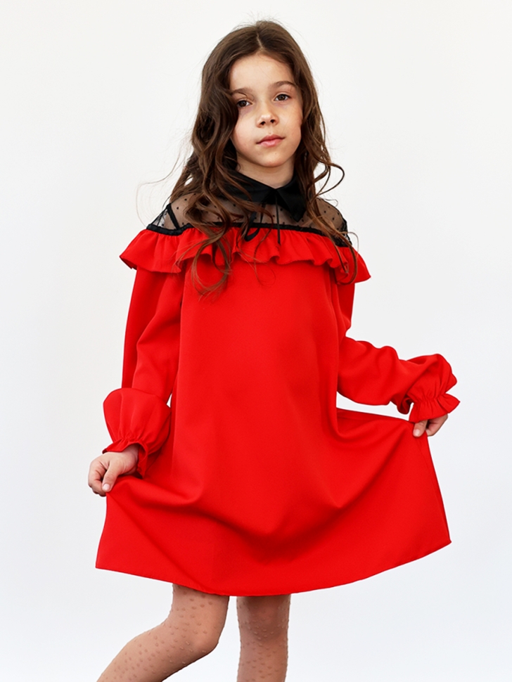 Платье для девочки нарядное БУШОН ST55, цвет красный