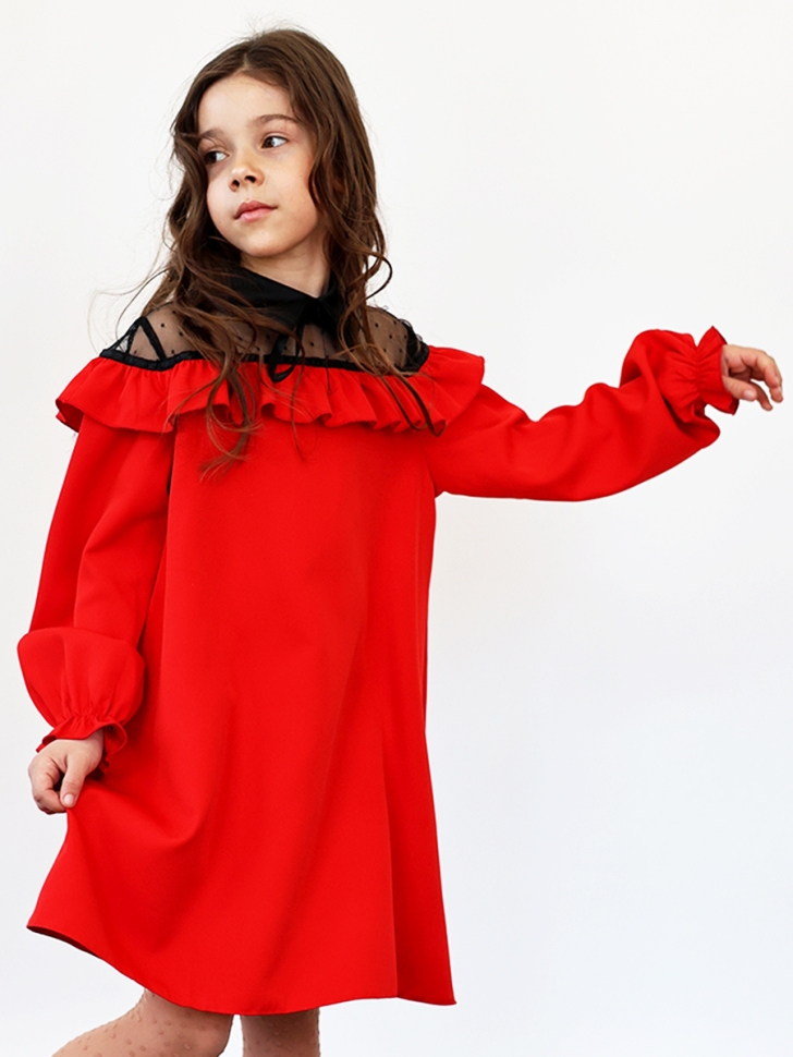 Платье для девочки нарядное БУШОН ST55, цвет красный