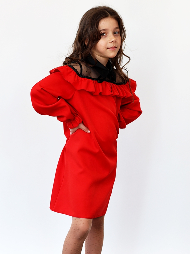 Платье для девочки нарядное БУШОН ST55, цвет красный