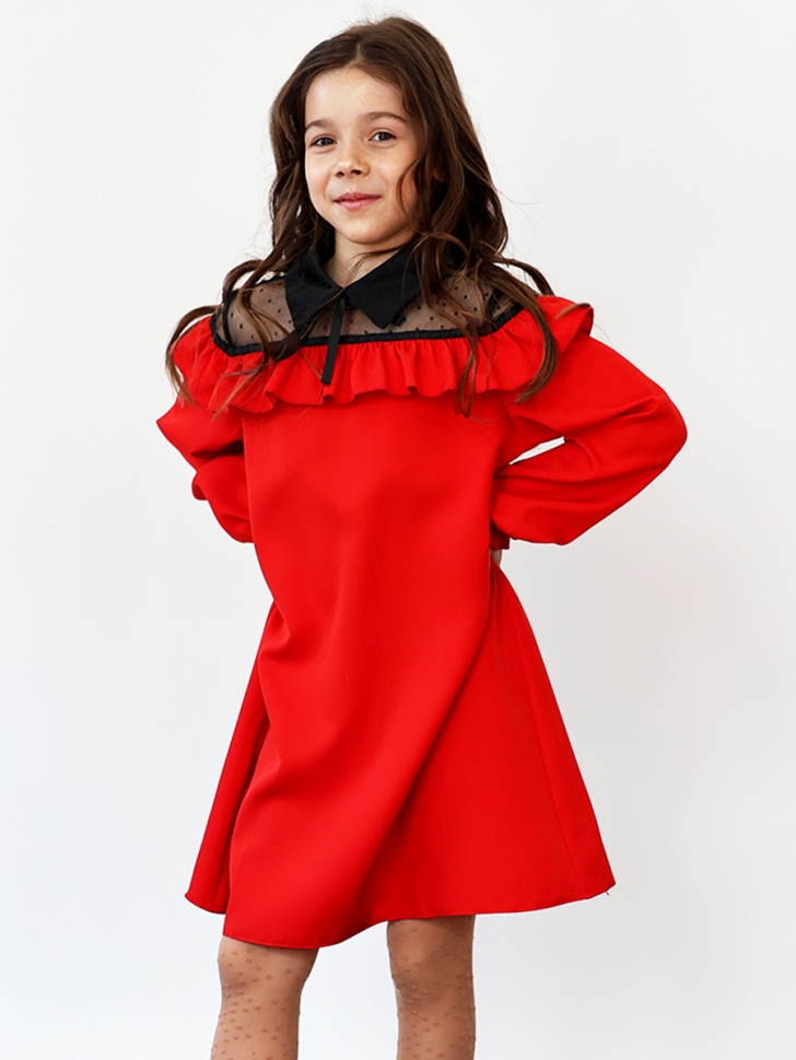 Платье для девочки нарядное БУШОН ST55, цвет красный