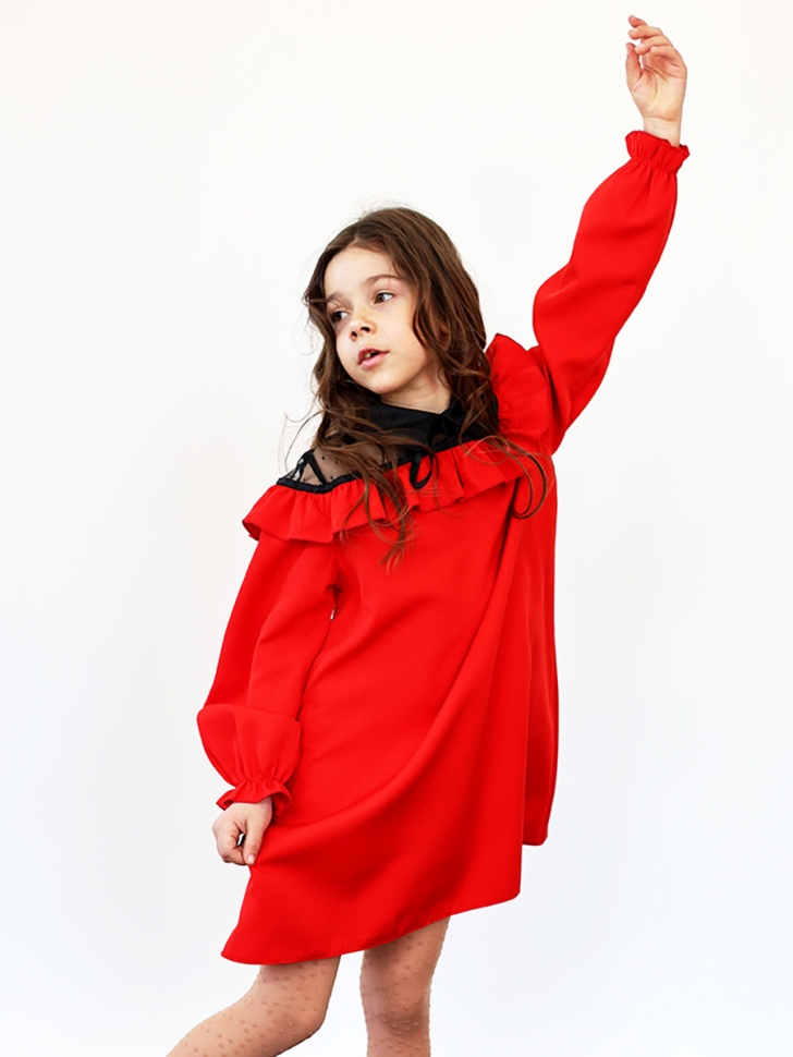 Платье для девочки нарядное БУШОН ST55, цвет красный