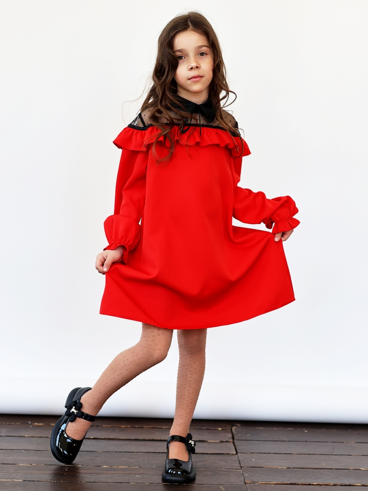 Платье для девочки нарядное БУШОН ST55, цвет красный