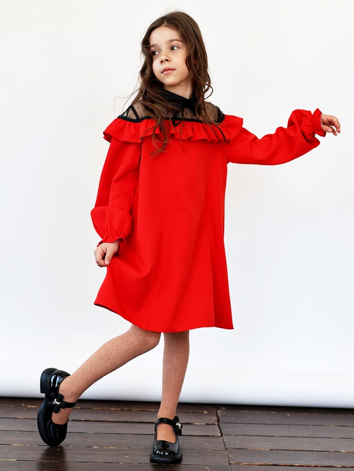 Платье для девочки нарядное БУШОН ST55, цвет красный