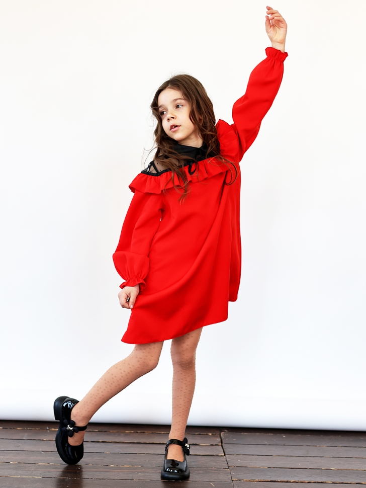 Платье для девочки нарядное БУШОН ST55, цвет красный