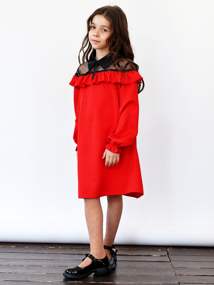 Платье для девочки нарядное БУШОН ST55, цвет красный