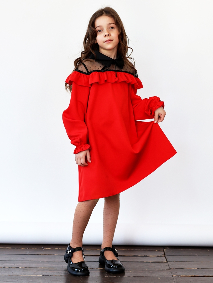 Платье для девочки нарядное БУШОН ST55, цвет красный