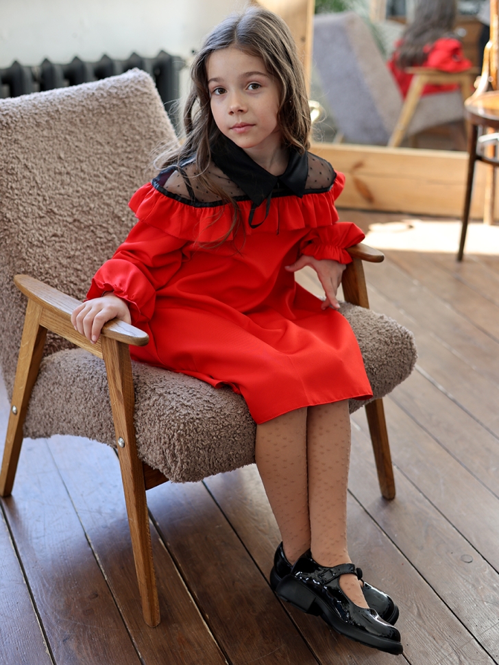 Платье для девочки нарядное БУШОН ST55, цвет красный