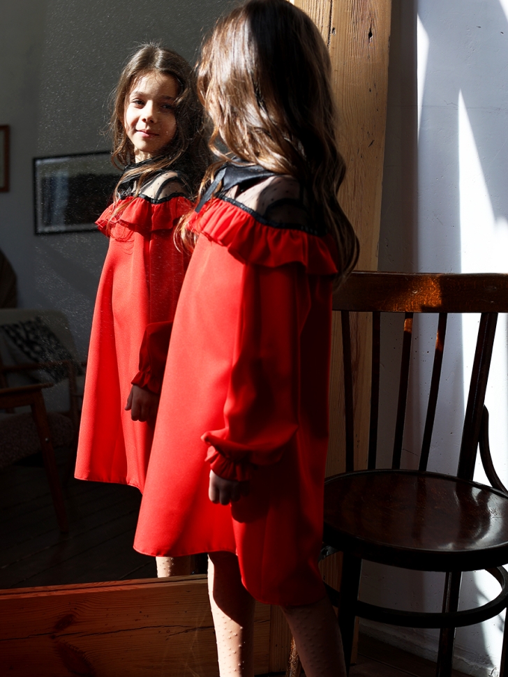 Платье для девочки нарядное БУШОН ST55, цвет красный