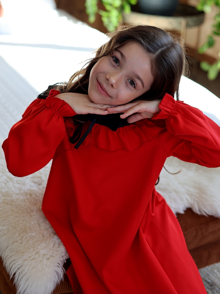 Платье для девочки нарядное БУШОН ST55, цвет красный