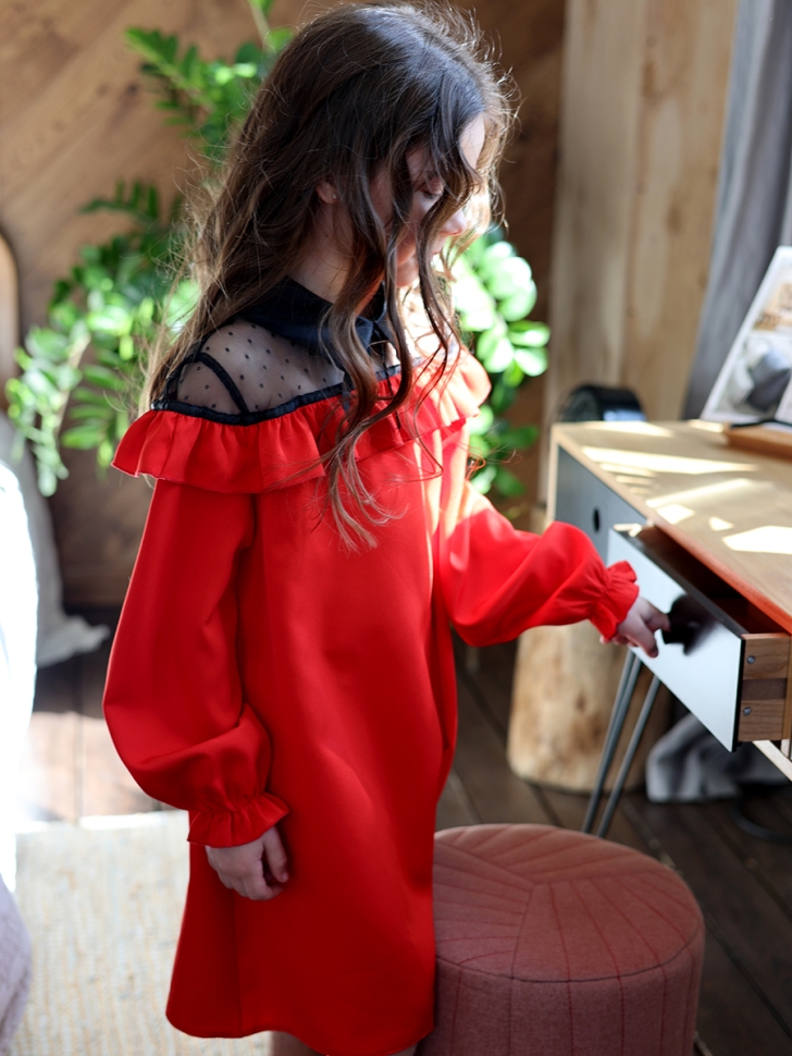 Платье для девочки нарядное БУШОН ST55, цвет красный