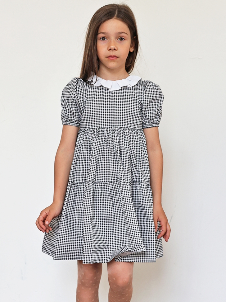 Платье для девочки нарядное БУШОН XB881, цвет черный/клетка