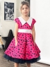 Платье для девочки нарядное БУШОН ST20, стиляги цвет малиновый, принт синий горох 
