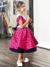 Платье для девочки нарядное БУШОН ST20, стиляги цвет малиновый, принт синий горох 