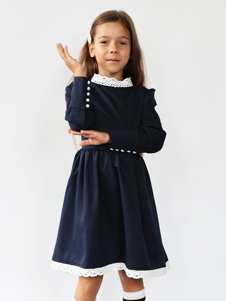 Платье для девочки школьное БУШОН SK42, цвет темно-синий