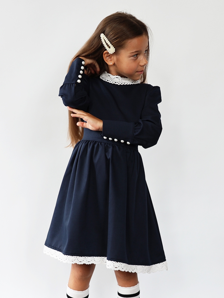 Платье для девочки школьное БУШОН SK42, цвет темно-синий