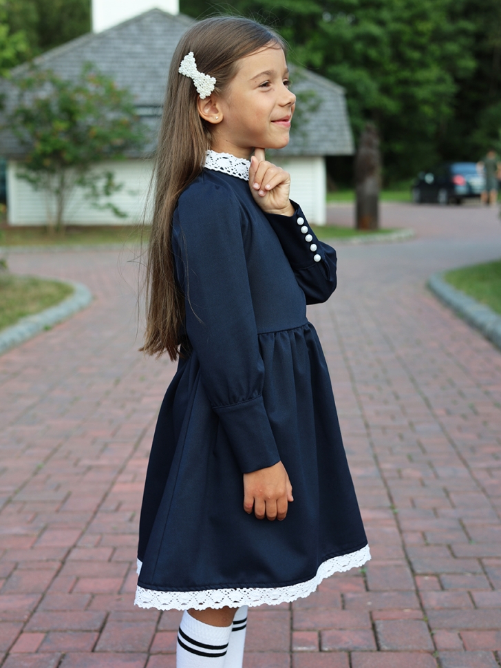 Платье для девочки школьное БУШОН SK42, цвет темно-синий