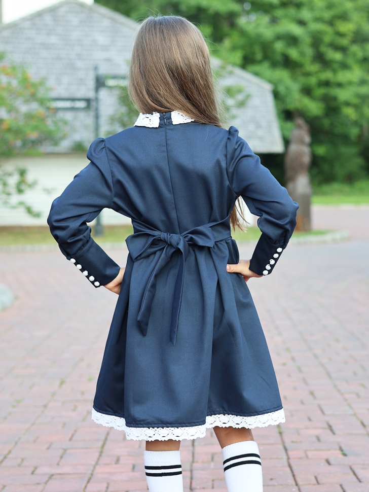 Платье для девочки школьное БУШОН SK42, цвет темно-синий