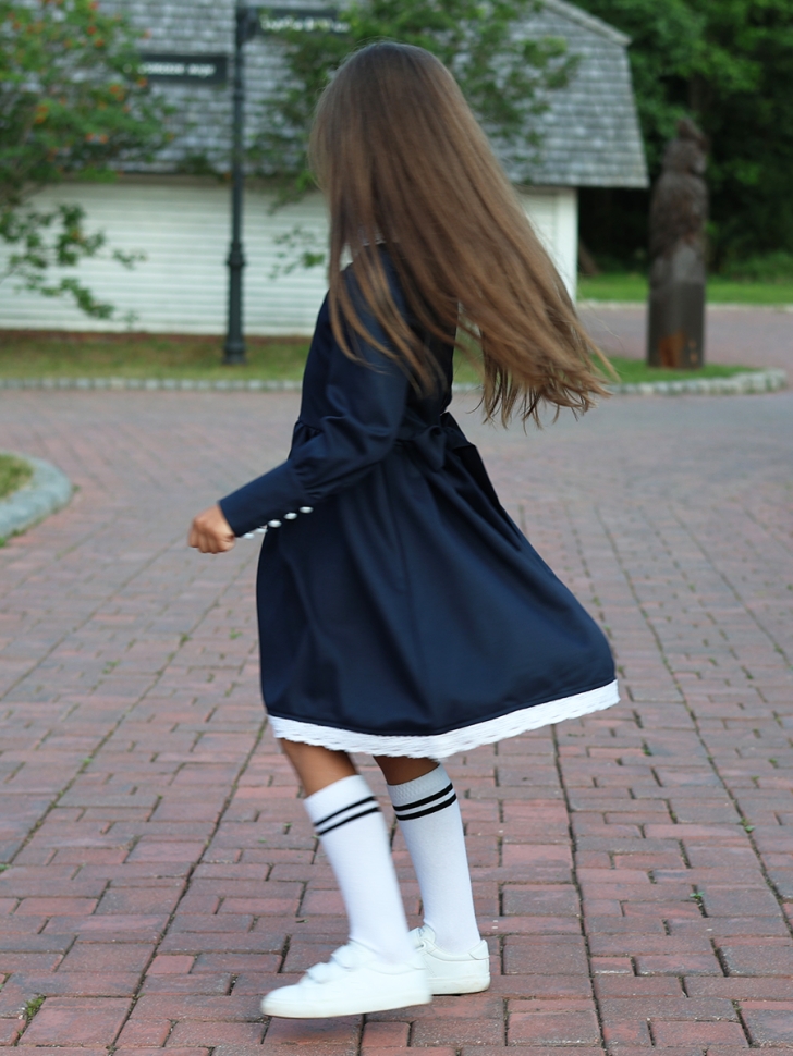 Платье для девочки школьное БУШОН SK42, цвет темно-синий