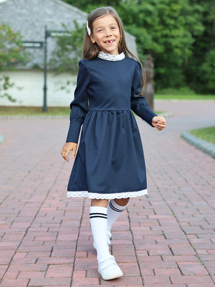 Платье для девочки школьное БУШОН SK42, цвет темно-синий