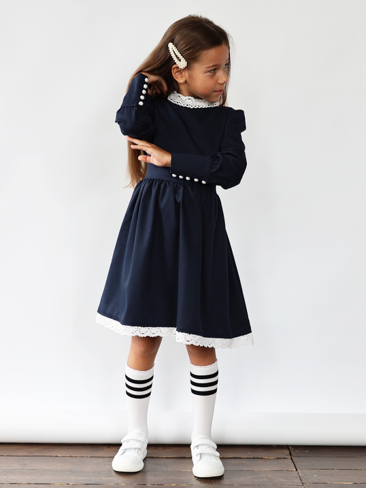 Платье для девочки школьное БУШОН SK42, цвет темно-синий