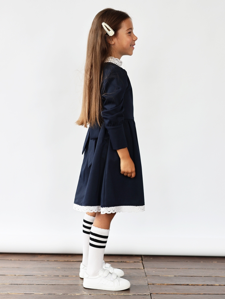 Платье для девочки школьное БУШОН SK42, цвет темно-синий
