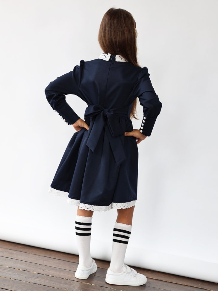 Платье для девочки школьное БУШОН SK42, цвет темно-синий