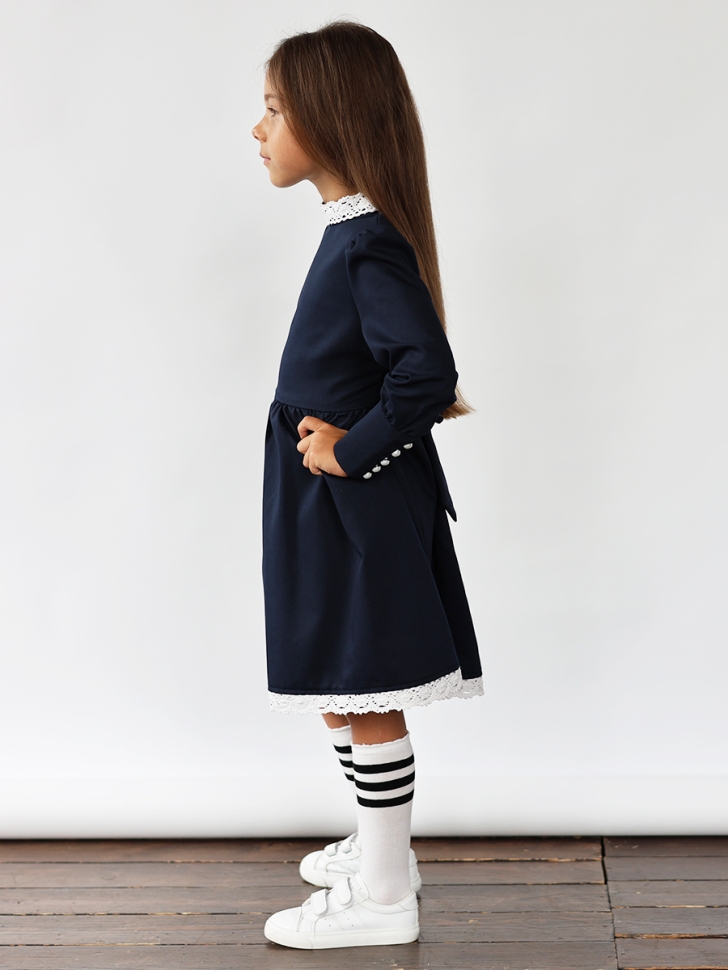 Платье для девочки школьное БУШОН SK42, цвет темно-синий