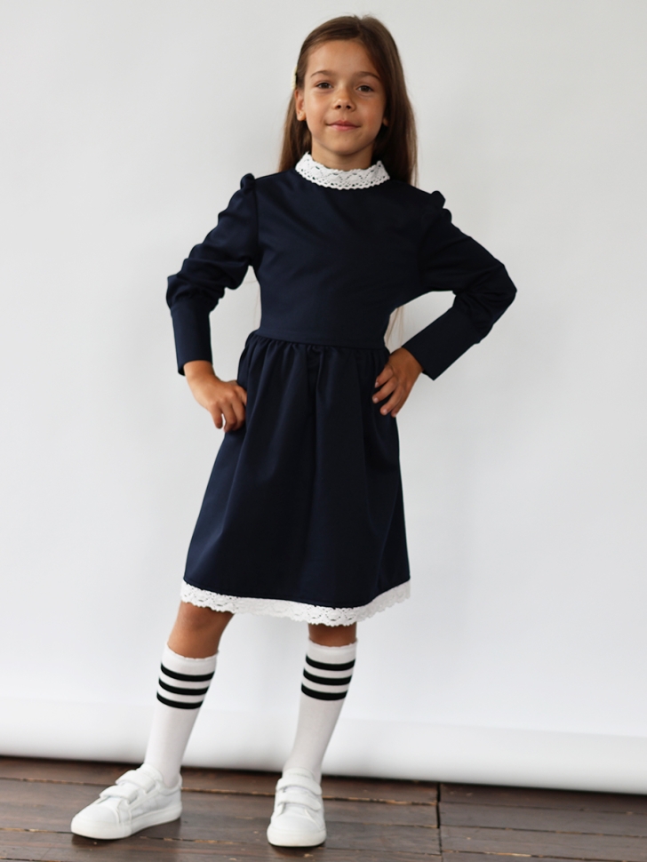 Платье для девочки школьное БУШОН SK42, цвет темно-синий