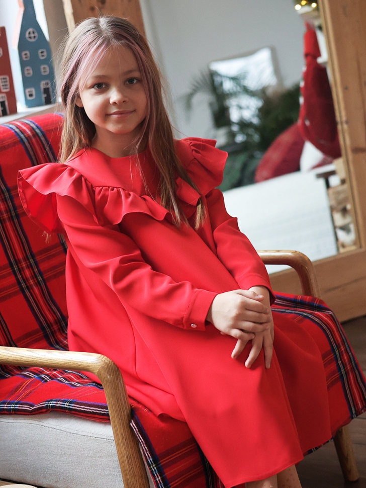 Платье для девочки нарядное БУШОН ST61, цвет красный 