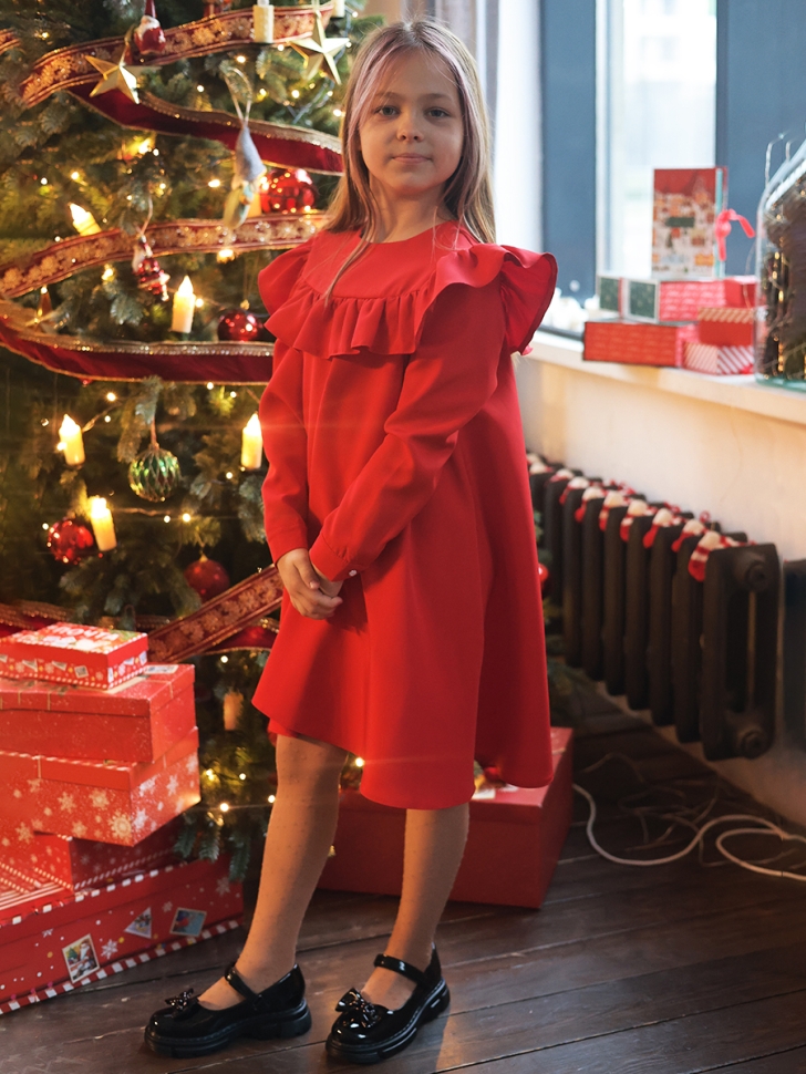 Платье для девочки нарядное БУШОН ST61, цвет красный 