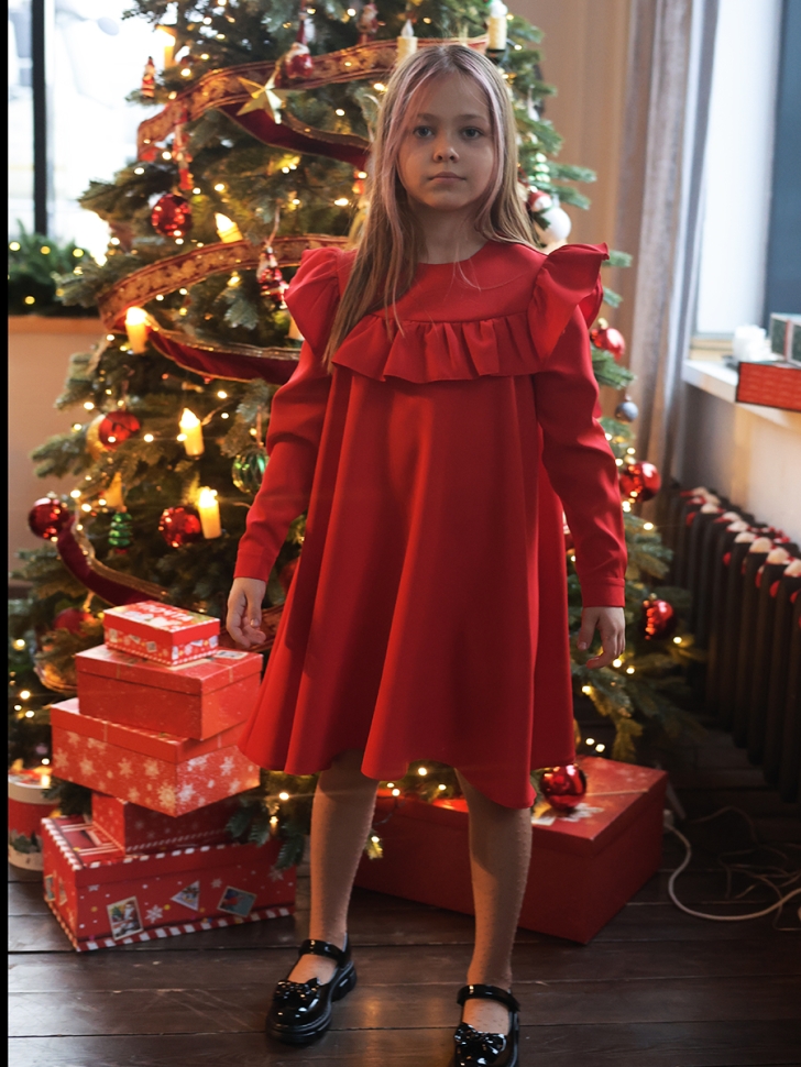Платье для девочки нарядное БУШОН ST61, цвет красный 