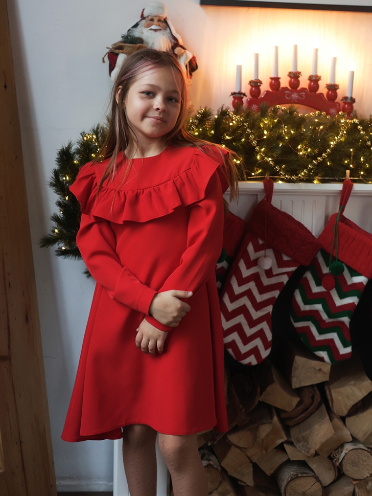 Платье для девочки нарядное БУШОН ST61, цвет красный 