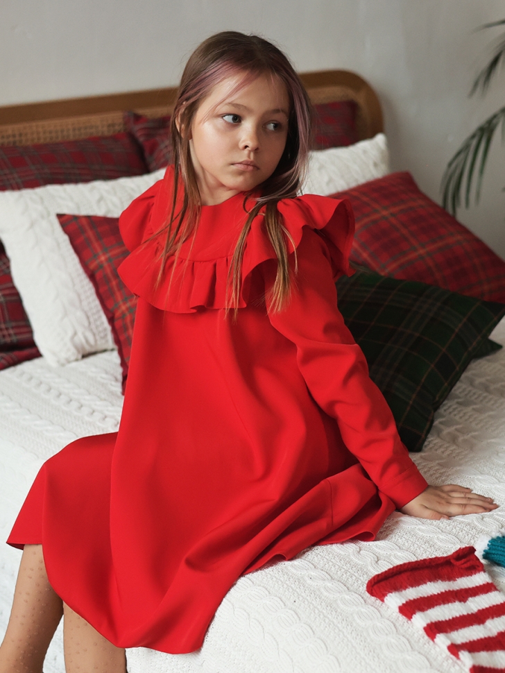 Платье для девочки нарядное БУШОН ST61, цвет красный 