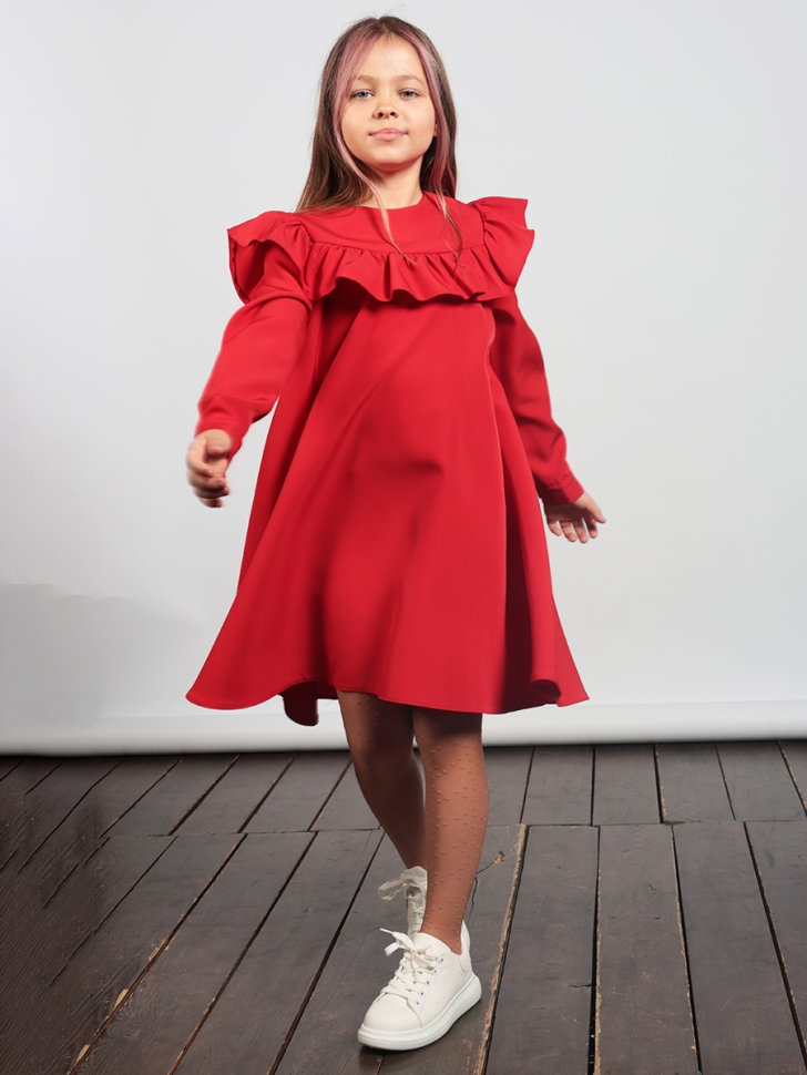 Платье для девочки нарядное БУШОН ST61, цвет красный 