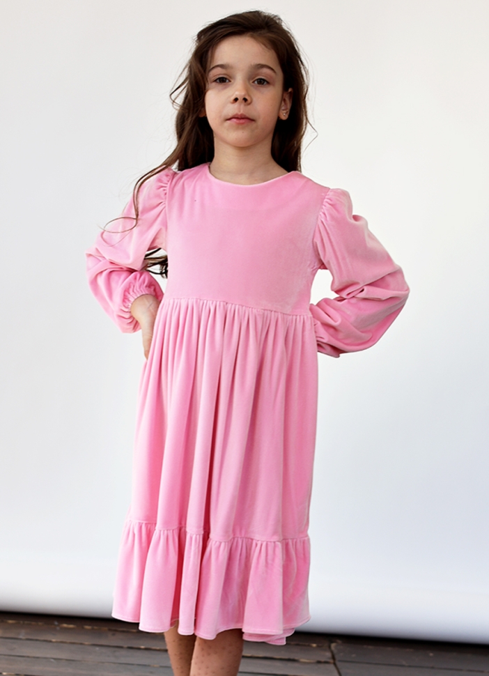 Платье велюровое нарядное БУШОН ST63, цвет розовый