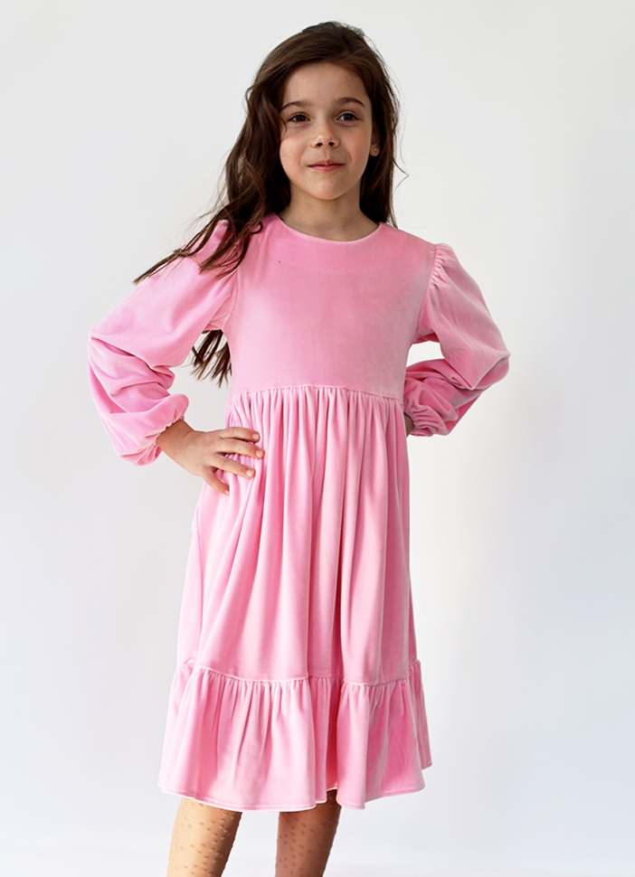 Платье велюровое нарядное БУШОН ST63, цвет розовый