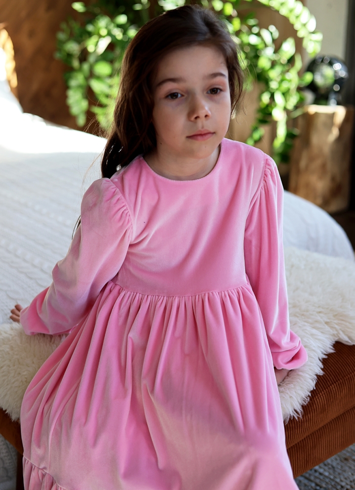 Платье велюровое нарядное БУШОН ST63, цвет розовый