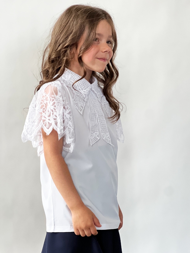 Блузка для девочек школьная БУШОН, модель SK54, цвет белый