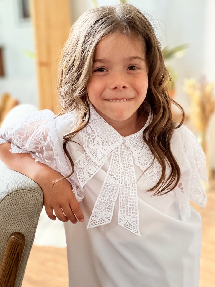 Блузка для девочек школьная БУШОН, модель SK54, цвет белый