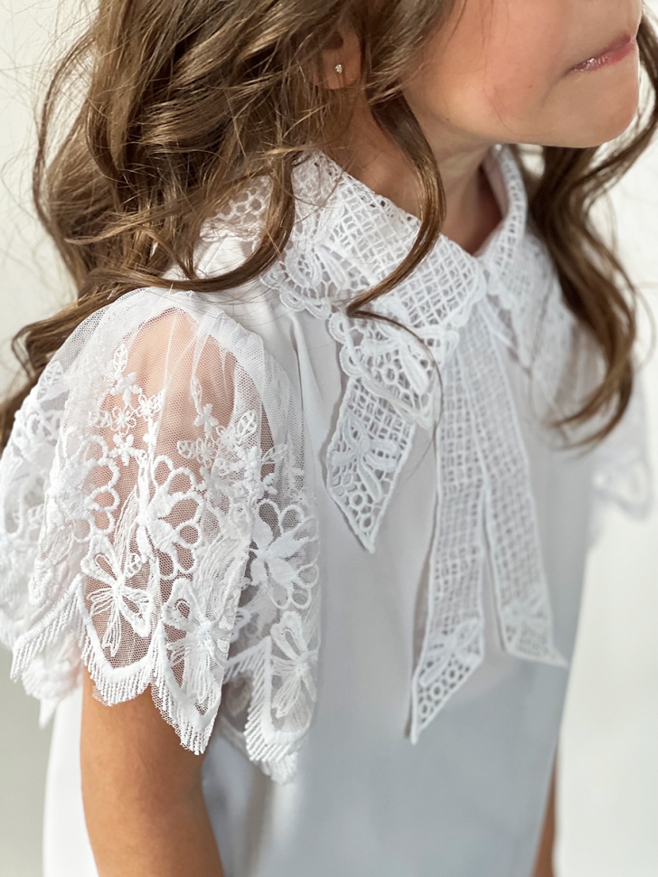 Блузка для девочек школьная БУШОН, модель SK54, цвет белый