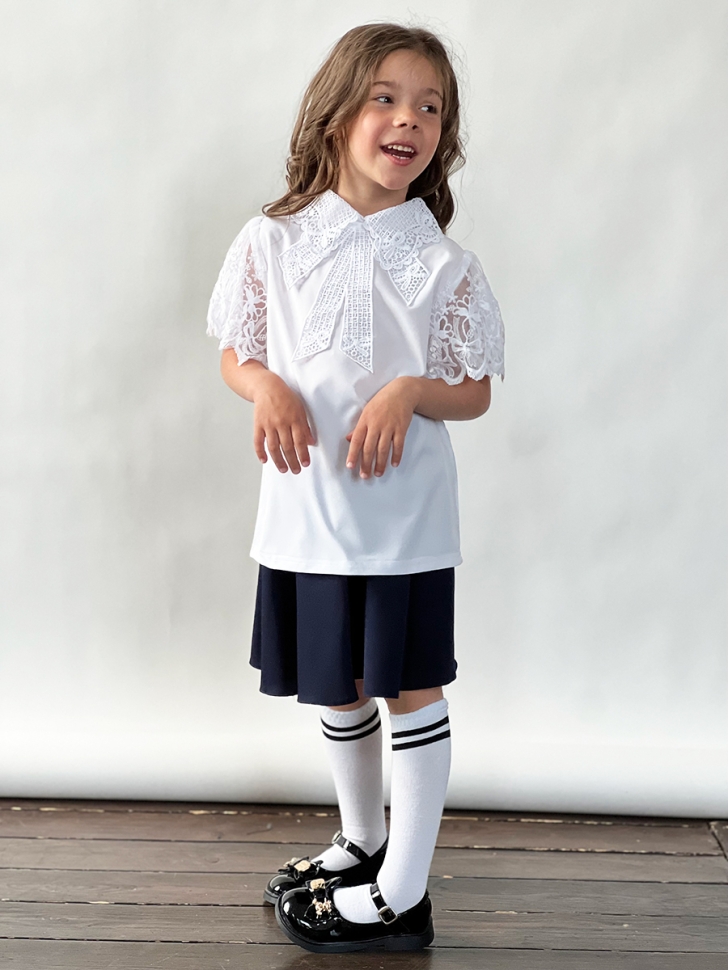 Блузка для девочек школьная БУШОН, модель SK54, цвет белый