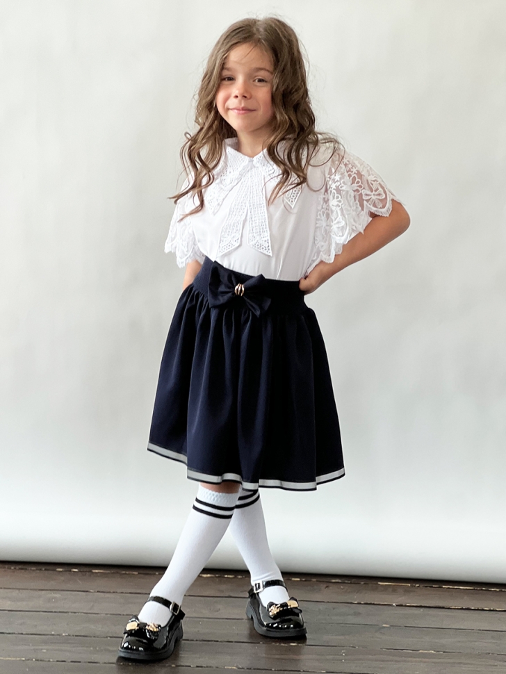 Блузка для девочек школьная БУШОН, модель SK54, цвет белый