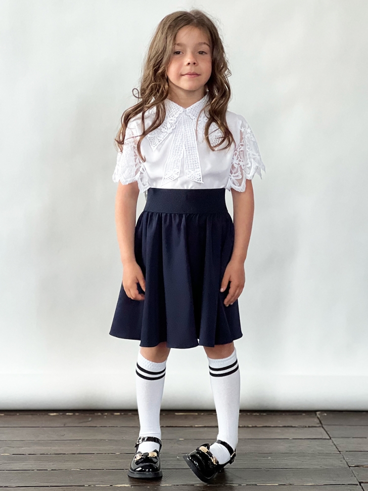 Блузка для девочек школьная БУШОН, модель SK54, цвет белый