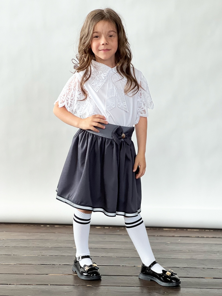 Блузка для девочек школьная БУШОН, модель SK54, цвет белый