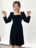 Платье велюровое нарядное БУШОН ST63, цвет черный бантики 