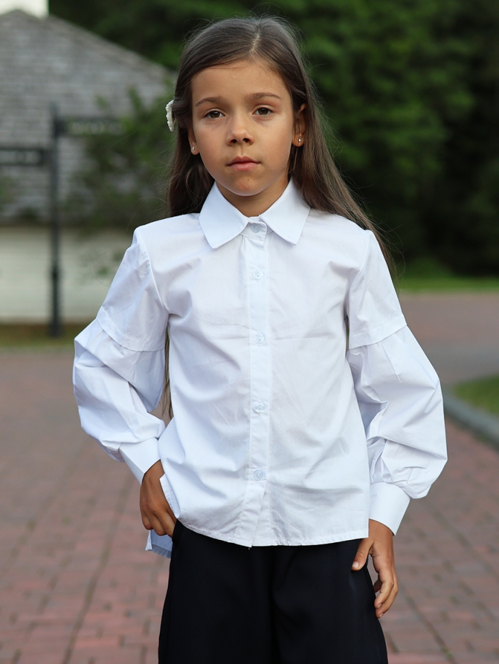 Рубашка для девочек БУШОН, модель SK59, цвет белый 