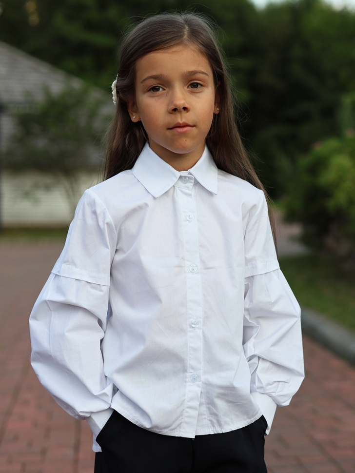 Рубашка для девочек БУШОН, модель SK59, цвет белый 